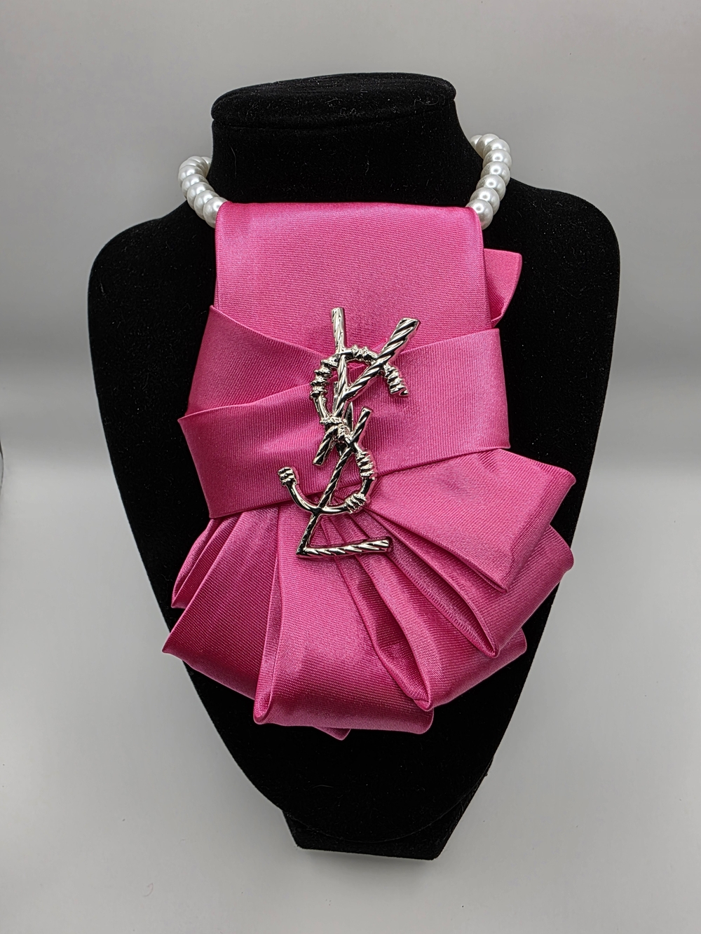 Tie Necklace | Hot Pink Satin